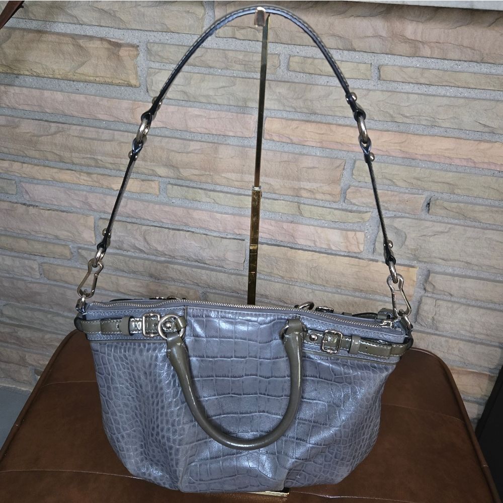 🐢 COACH Sophia. Gray Croc Embossed Chain Link Versitile Bag - Picture 14 of 14